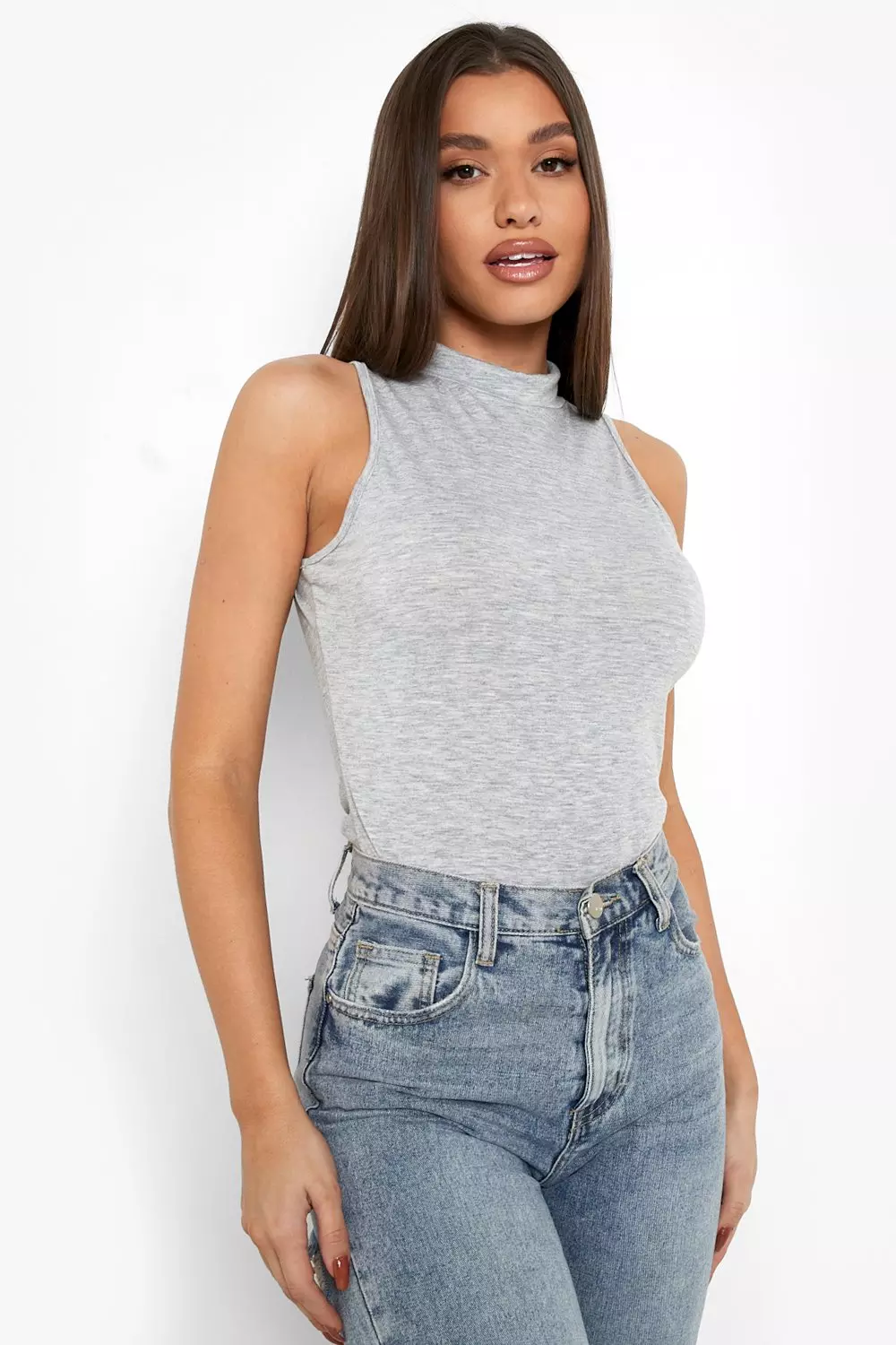 Grey high hot sale neck blouse